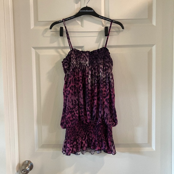 Y2K XXI Forever 21 Leopard Print Purple Blouse Y2K Great For All Seasons - Picture 2 of 4